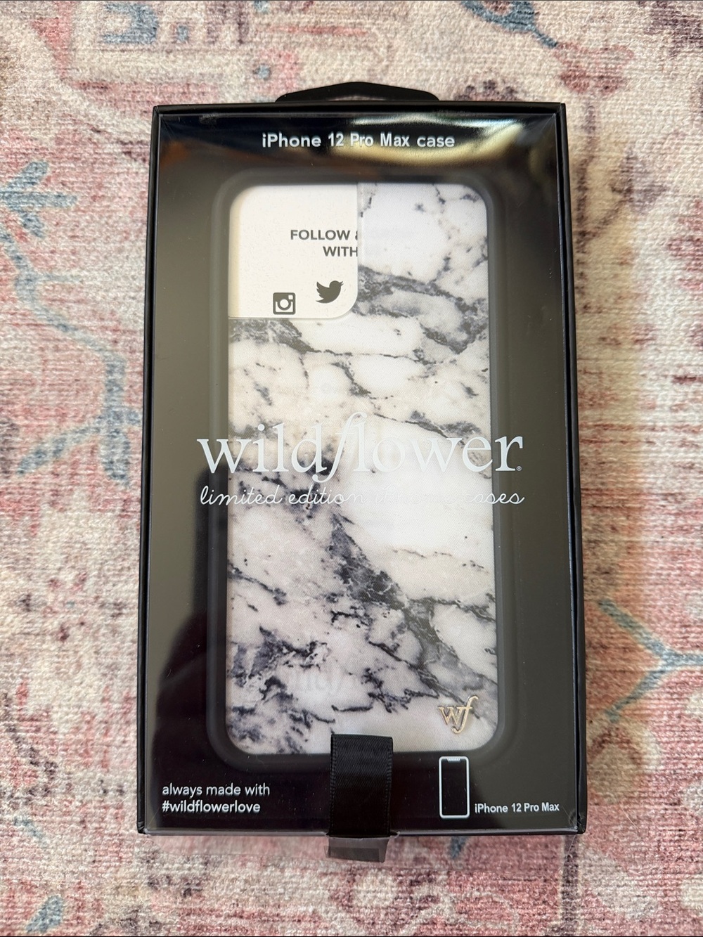 Wildflower Marble iPhone 12 Pro Max Case - White & Black Marble